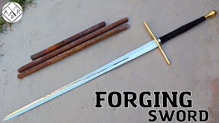 Forging a SWORD out of Rusted Iron REBAR [upl. by Silda]