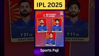 RCB Retained Players List IPL 2025 Mega Auction 💙🔥💪 rcb ipl2025 shorts [upl. by Nohs840]