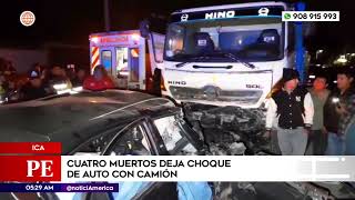 Ica Cuatro muertos tras choque de auto y camión [upl. by Rusell46]