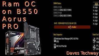 Ram Overclocking on the Gigabyte B550 Arous Pro Motherboard [upl. by Jaella]