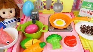 Kitchen cart and Baby Doll toys surprise eggs baby doli play [upl. by Ijnek]