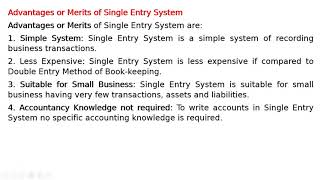 Advantages or Merits of Single Entry System [upl. by Eidur]