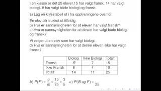 Krysstabell Finne sannsynlighet fra en krysstabell  1P [upl. by Katalin]