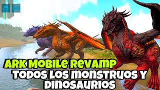 BETA ARK MOBILE REVAMP TODOS los MONSTRUOS y DINOSAURIOS de THE ISLAND [upl. by Kara-Lynn642]