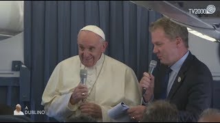 La conferenza stampa di Papa Francesco sul volo di ritorno dall’Irlanda [upl. by Noevart]