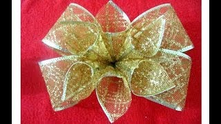 Moños navideños con flores en cintas de organza [upl. by Mond282]