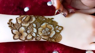 VERY BEAUTIFUL LATEST FLORAL ARABIC HENNA MEHNDI DESIGN FOR BACK HAND  Tais HennaTehseens Henna [upl. by Anola929]