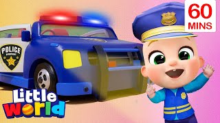 Police Car Song  Safety   More Kids Songs amp Nursery Rhymes by Little World [upl. by Nibot]