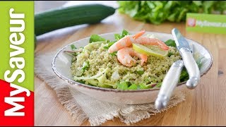 Salade de céréales au pesto citron vert et gambas La Bonne Cuisine des Blogs [upl. by Frances]