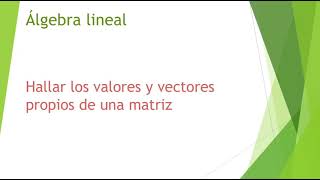 Cálculo de los valores y vectores propios de una matriz [upl. by Tesler]