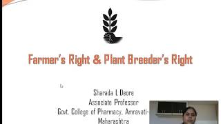 Herbal Drug Technology  Farmers and Plant Breeders right [upl. by Heddie677]