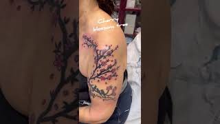 Cherry blossom tree tattoo Edited in InShot Music Ice Tea Musician Not The King shorts tattoo [upl. by Eiliak]