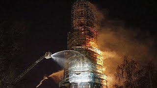 Moscow flames at Novodevichy Convent spark false rumours of Kremlin fire [upl. by Brittany]