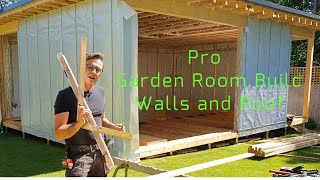 Garden room how too or Workshop Erecting walls and putting roof on [upl. by Inalaeham]