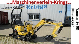 Yanmar Sv 08 Minibagger wwwBonnMaschinenverleihKringsde Hürth Meckenheim Brühl Bonn Köln Mieten [upl. by Kenrick]