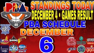 pba standings today December 4 2024  games results  games schedule December 6 2024 [upl. by Nymsaj]