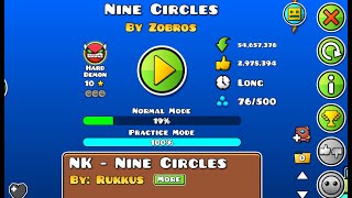 New Hardest Wave Level Nine Circles 48 4 Hard Demon Geometry Dash 22 [upl. by Olvan15]