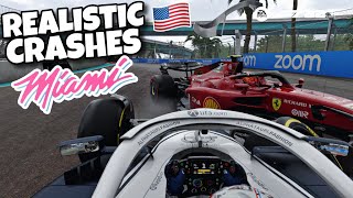 REALISTIC F1 CRASHES MIAMI GP [upl. by Aicilet423]