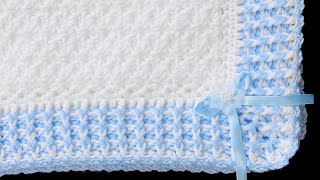 BABY BLANKET CROCHET PATTERN WITH BEAUTIFUL CROCHET STITCH FOR BABY BLANKETS AND EASY CROCHET BORDER [upl. by Enatan304]