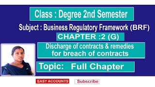 Degree 2nd Sem BRF  Chapter 2G Discharge of Contract amp remedies for breach of contract  EA [upl. by Nalaf]