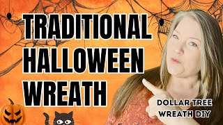 Traditional Halloween Wreath DIY  Dollar Tree Deco Mesh Halloween Wreath Tutorial [upl. by Oren744]