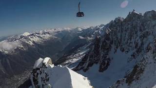 Mid Summer Ski Descent of North Face of Aiguille du Midi  Mallory [upl. by Swainson]