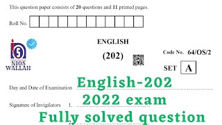 English 202 2023 Exam Solved Paper Class10th NIOS Fully Solved Question Paper Important quetions [upl. by Sivie]