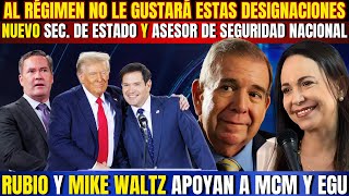 ATENTOS 2 DESIGNACIONES DE TRUMP PONEN EN ALERTA A MADURO ¡MARCO RUBIO Y MIKE WALTZ QUIEREN CAMBIO [upl. by Asilla]