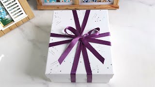 How to tie a ribbon bow on a gift box  Easy wrapping gift ribbon ideas [upl. by Eciened]