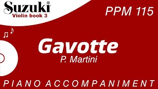 Suzuki Violin Book 3  Gavotte  P Martini  Piano Accompaniment  PPM  115 [upl. by Nyladnar]