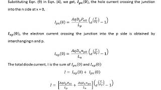 PN DIODE CURRENT EQUATION DERIVATION [upl. by Erdrich]