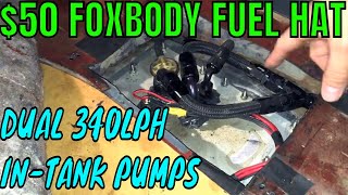 50 Dual 340 lph In Tank Fuel Hat 800HP Capeable 86 Foxbody Mustang [upl. by Lasley]