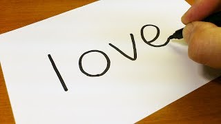 Very Easy  How to turn words LOVE into a Cartoon  Drawing doodle art on paper [upl. by Lochner]