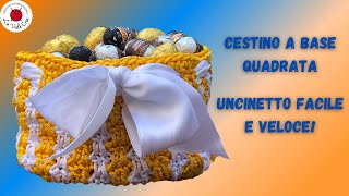 Nuovo Cestino Uncinetto  Base quadrata  Maglia alta Allungata [upl. by Yeznil]