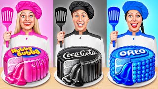 Pink VS Black VS Blue Color Cooking Challenge by Multi DO Smile [upl. by Omrelliug]