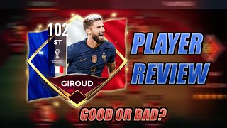 😳TESTING 102 GIROUD WORLD CUP FIFA MOBILE 22 PLAYER REVIEW [upl. by Esirec]