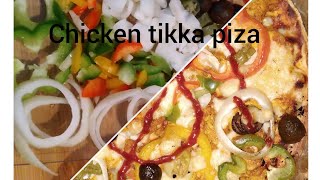 chicken tikka pizacheez vegetables mix spicey piza how to make perfect piza doug by samias world [upl. by Doran]