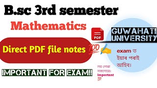 Bsc 3rd semester mathematics notesimportant for examhandwritten notes PDFGuwahati University [upl. by Notlih]