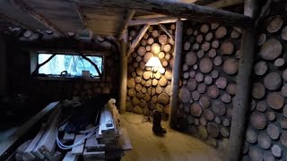 off grid roundhouse build part 24 cordwood walls finished at last [upl. by Ajroj]