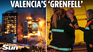 Valencia fire tears through tower block as firefighters rescue terrified residents from balconies [upl. by Lammaj]