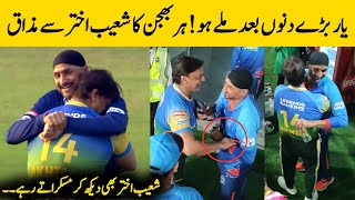 Shoaib Akhtar Meets Indian Cricketer Harbhajan Singh in Qatar  LLCT20 2023 [upl. by Ansaev]