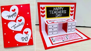 Happy teachers day greeting card handmade  DIY  Teachers day popup card ideas [upl. by Ardnoik932]