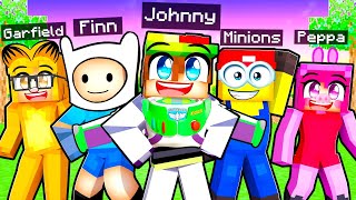 10 FRIENDS On One CARTOON Block In Minecraft [upl. by Aidni596]