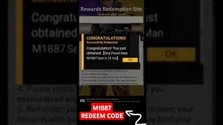 Today One Punch Man M1887 Redeem Code  Free Fire New Redeem Code Today  M1887 Skin Redeem Code FF [upl. by Had23]