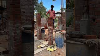 Small Brick Work 23x23 cm By Mason construction home buildingmaterial brickwork civilsite fyp [upl. by Friend]