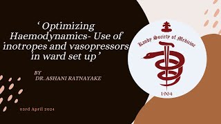 ‘ Optimizing Haemodynamics Use of inotropes and vasopressors in ward set up ’ [upl. by Campman]