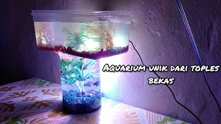 Cara membuat aquarium unik dari barang bekas [upl. by Leroj]