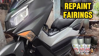 DIY Repaint Of Motorcycle Fairings Using Bosny amp Samurai Spray Paints  Easyride 150N [upl. by Worrell]