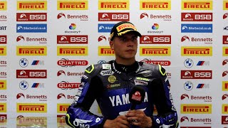 2024 Bennetts British Superbikes RD9  Oulton Park  Race 1 podium reactions [upl. by Amluz312]