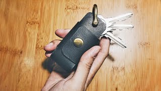 Making a Simple Leather Key Case｜free PDF pattern [upl. by Lebanna]